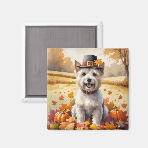 Imán Cairn Terrier en Hojas de Otoño Arte de Acción de