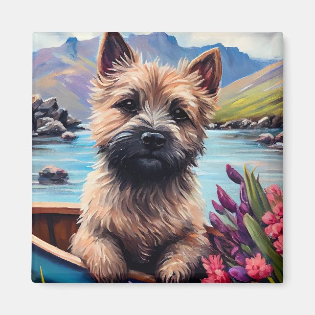 Imán Cairn Terrier en un remo: Una aventura escénica (Frente)