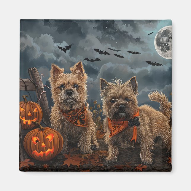 Imán Cairn Terrier Halloween Espeluznante (Frente)