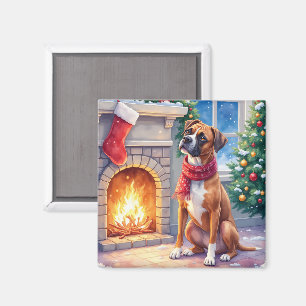 Imán Caja de chimenea festiva Arte de Navidad de Boxer