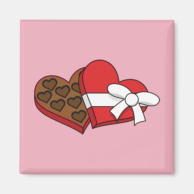 Imán Caja de chocolate con corazón el día de San Valent (Frente)
