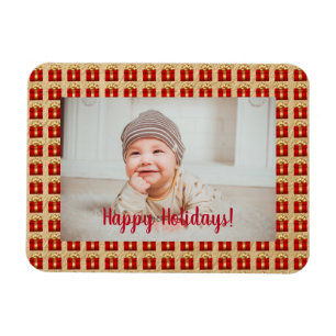 Imán Caja de regalo personalizada para Navidades rojos