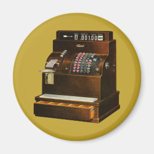 Imán Caja registradora antigua, negocio minorista vinta