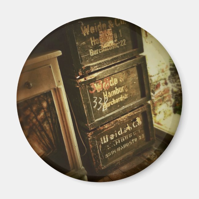 Imán Cajas De Madera Rústicas apiladas Fundidas (Frente)