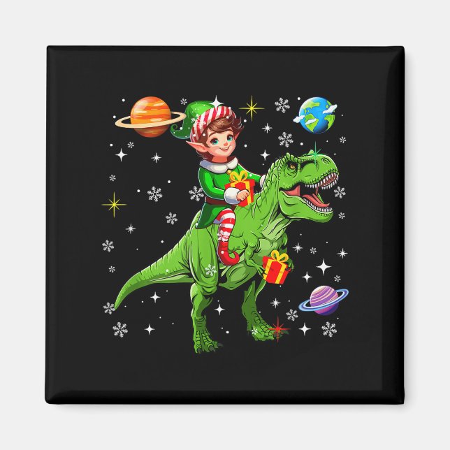 Imán Cajas Navideñas Coloridas Espacio Pl Elfo Montando (Frente)