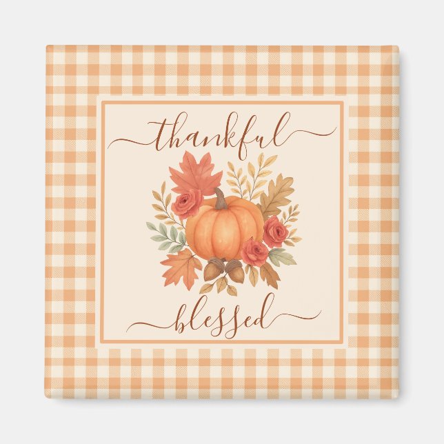 Imán Calabaza agradecida y bendita | Acción de Gracias  (Frente)