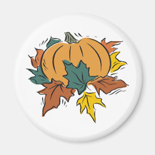 Imán Calabaza con hojas de otoño