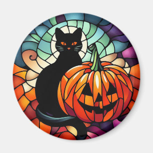 Imán Calabaza de gato negro de vidrio manchado de Hallo