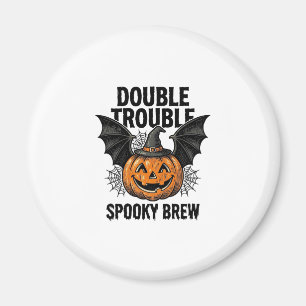 Imán Calabaza de Halloween Bruja Doble Problema Diseño