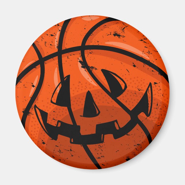 Imán Calabaza de Halloween de la Grunge de baloncesto J (Frente)