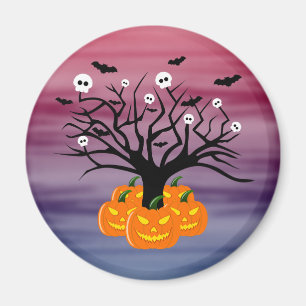 Imán Calabaza de Halloween Jack o' Lantern Árbol Muerto
