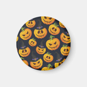 Imán Calabaza de Halloween: Patrón de Brujas Vintage