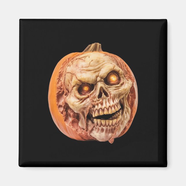 Imán Calabaza de horror inspirada en zombis Funny Hallo (Frente)