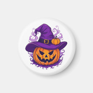 Imán Calabaza de Linterna de Halloween con Sombrero de
