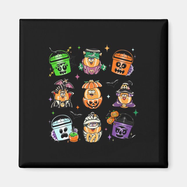 Imán Calabaza de nuggets de pollo Halloween cosecha de  (Frente)
