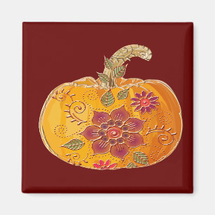 Imán Calabaza de otoño con flores