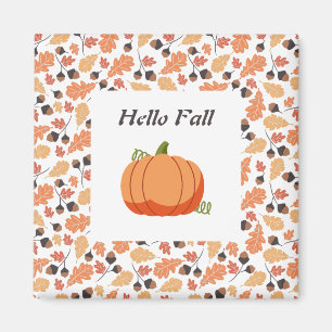 Imán Calabaza de otoño elegante con el patrón de hojas