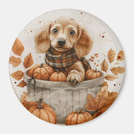 Imán Calabaza de perros Dachshund en otoño