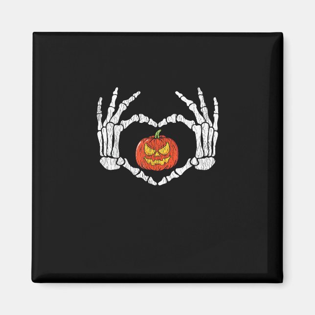 Imán Calabaza del corazón de las manos de Skeleton vint (Frente)