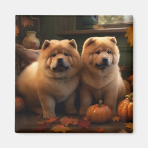 Imán Calabaza deslumbrante Chow Chow Puppy Autumn