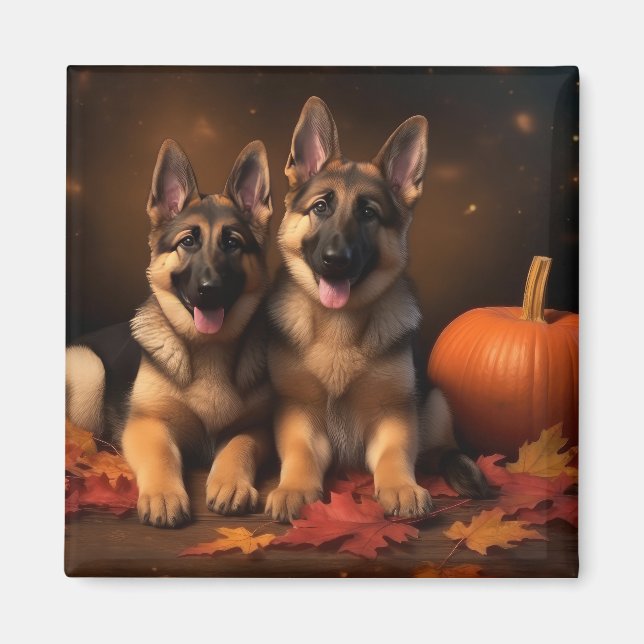 Imán Calabaza deslumbrante del otoño de la cachorro pas (Frente)
