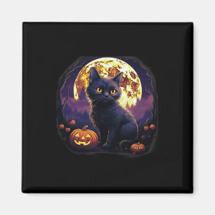 Imán Calabaza Gato Negro Gato Halloween Vintage Costuma