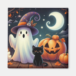 Imán Calabaza, gato y fantasma lindos y caprichosos de