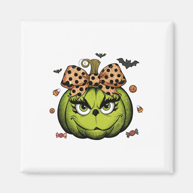 Imán Calabaza Grinc Calabaza Calabaza Halloween Spooky  (Frente)
