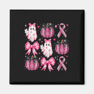 Imán Calabaza Halloween Cinta Rosa Disco Fantasma Bow B