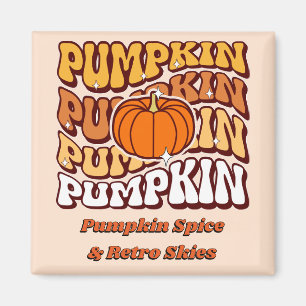 Imán Calabaza Retro Groovy Otoño Temporada Vintage
