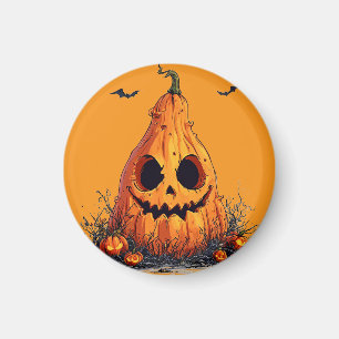 Imán Calabaza sonriente con expresión fantasmal