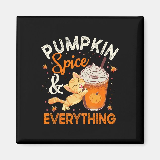 Imán Calabaza Spice Everything Cat Lover Cute Autumn Fa (Frente)