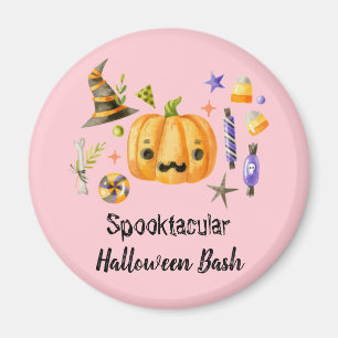 Imán Calabaza Spooktacular Halloween Bash Fiesta Rosa