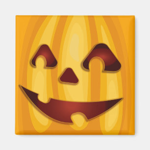 Imán Calabaza tallada sonriendo diseño de Halloween