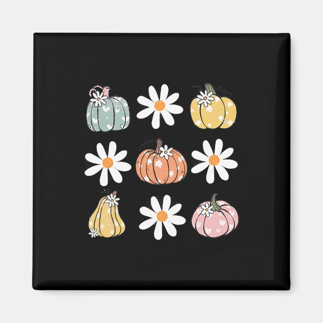 Imán Calabaza Y Flores De Daisy Cuidan Halloween De Caí (Frente)