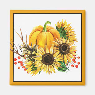 Imán Calabaza y girasoles otoño 