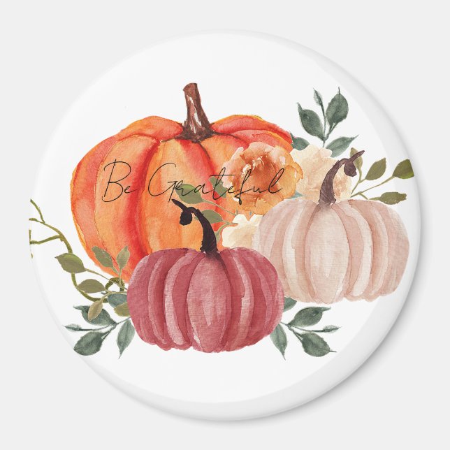 Imán Calabazas de acuarela con texto personalizado  (Frente)