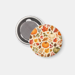 Imán Calabazas de Acuarela de Otoño, Hojas de Otoño y B