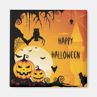 Imán Calabazas de Halloween aterradoras y luna llena