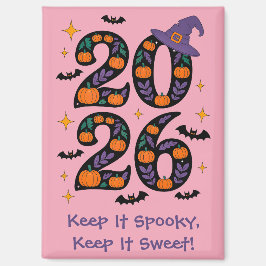 Imán Calabazas de Halloween rosadas 2026 Sombrero de Br