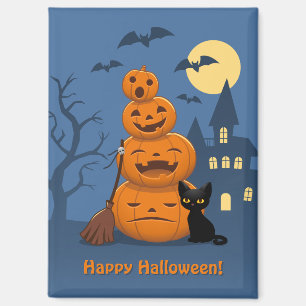 Imán Calabazas de Halloween y Gato Negro