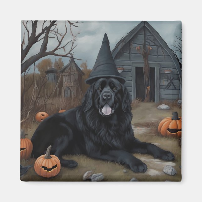 Imán Calabazas de Newfoundland Halloween (Frente)
