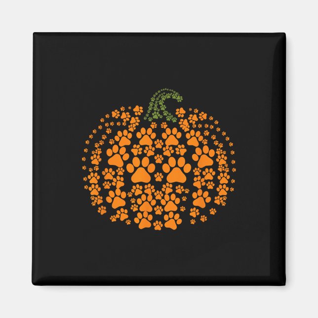 Imán Calabazas de perro de gato Imprimir Halloween Pet  (Frente)