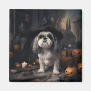 Imán Calabazas Shih Tzu Halloween Asustadizas