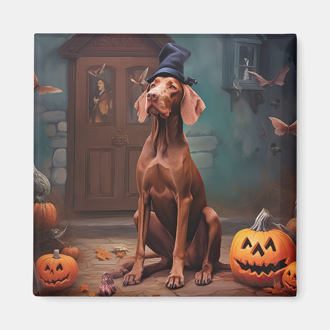 Imán Calabazas Vizsla Halloween Espantosas (Frente)