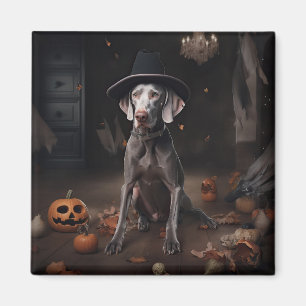 Imán Calabazas Weimaraner Halloween Espeluznante