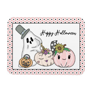 Imán Calabazas Whimsicales rosadas y boo