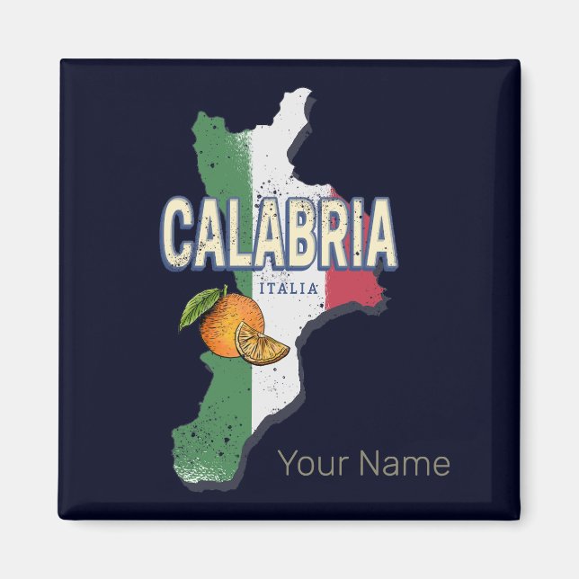Imán Calabria Italia Región Retro Mapa de recuerdo de c (Frente)