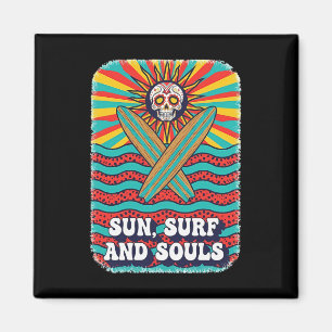 Imán Calavera Azucarada Sol Psicodélico Retro Surf Olas