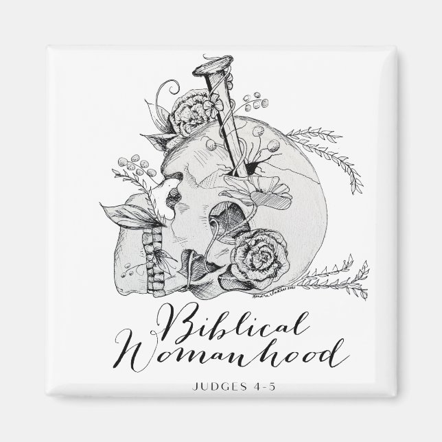 Imán Calavera bíblica de la feminidad - Jael y la Peg d (Frente)